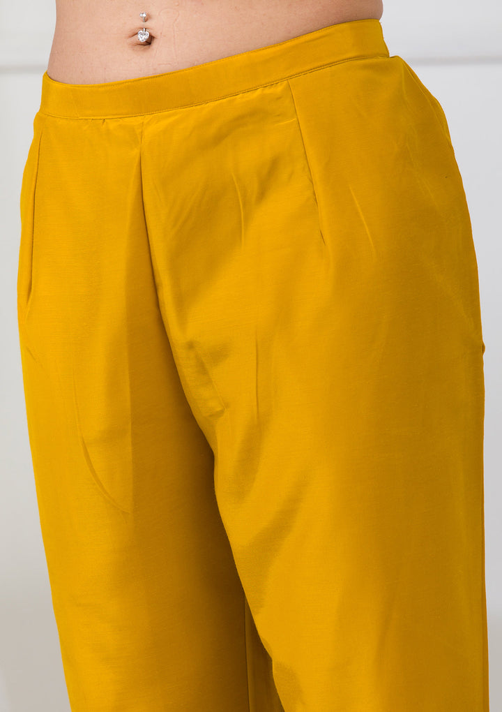 Mustard Sequins Raw Silk Readymade Salwar Suit