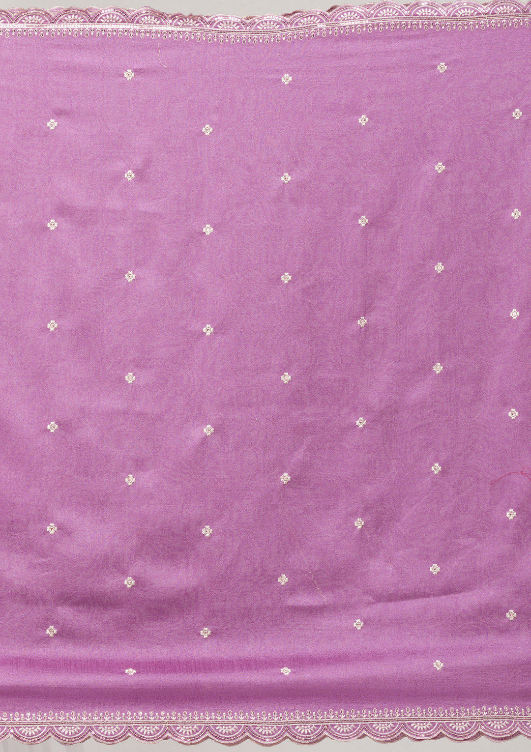 Lavender Threadwork Raw Silk Readymade Salwar Suit