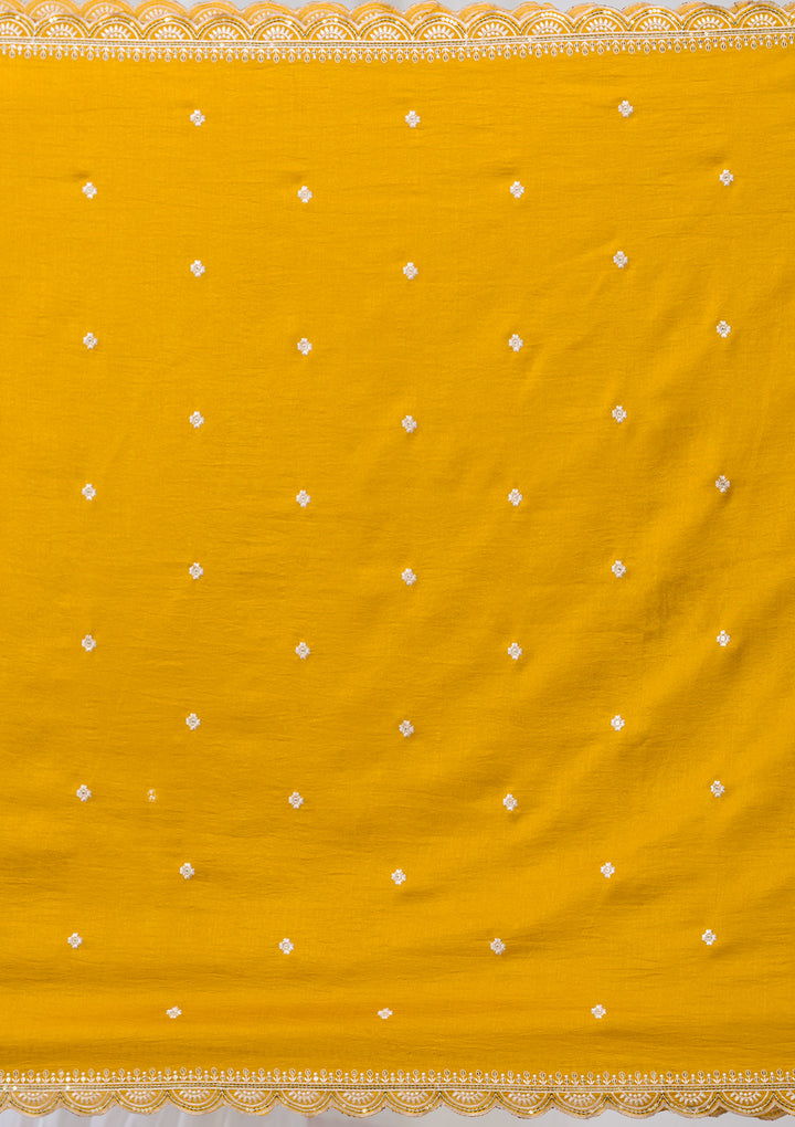 Mustard Sequins Raw Silk Readymade Salwar Suit
