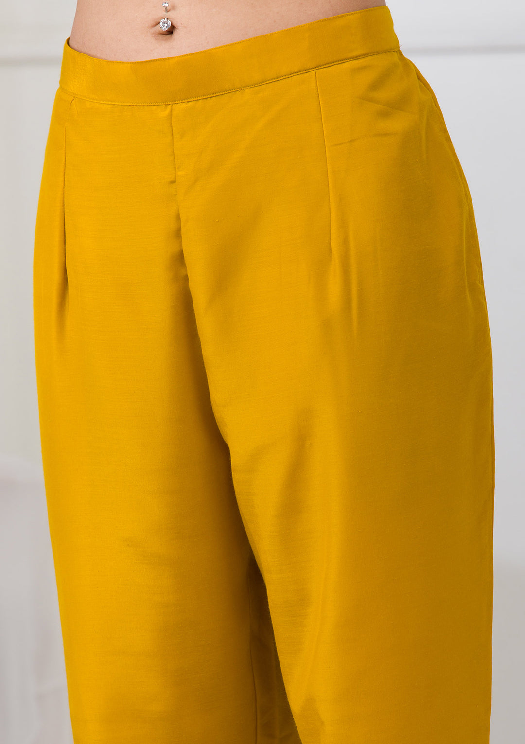 Mustard Sequins Raw Silk Readymade Salwar Suit