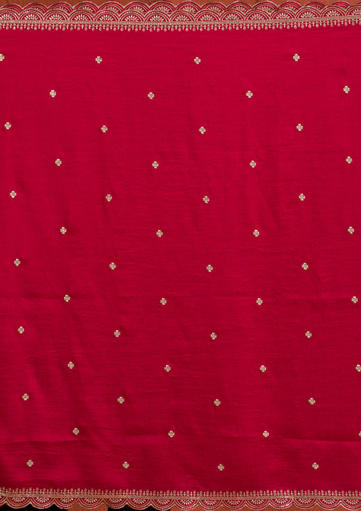 Rani Pink Threadwork Raw Silk Readymade Salwar Suit