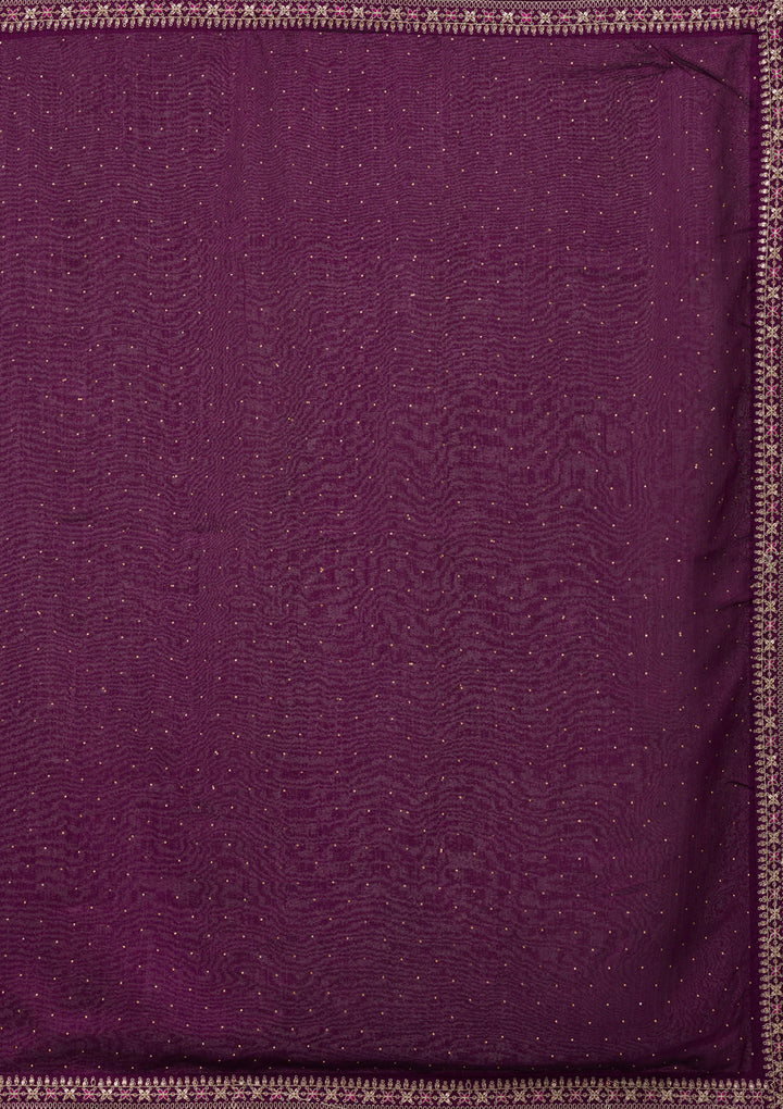 Purple Sequins Raw Silk Readymade Salwar Suit
