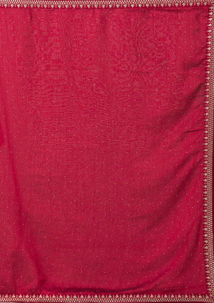 Maroon Sequins Raw Silk Readymade Salwar Suit