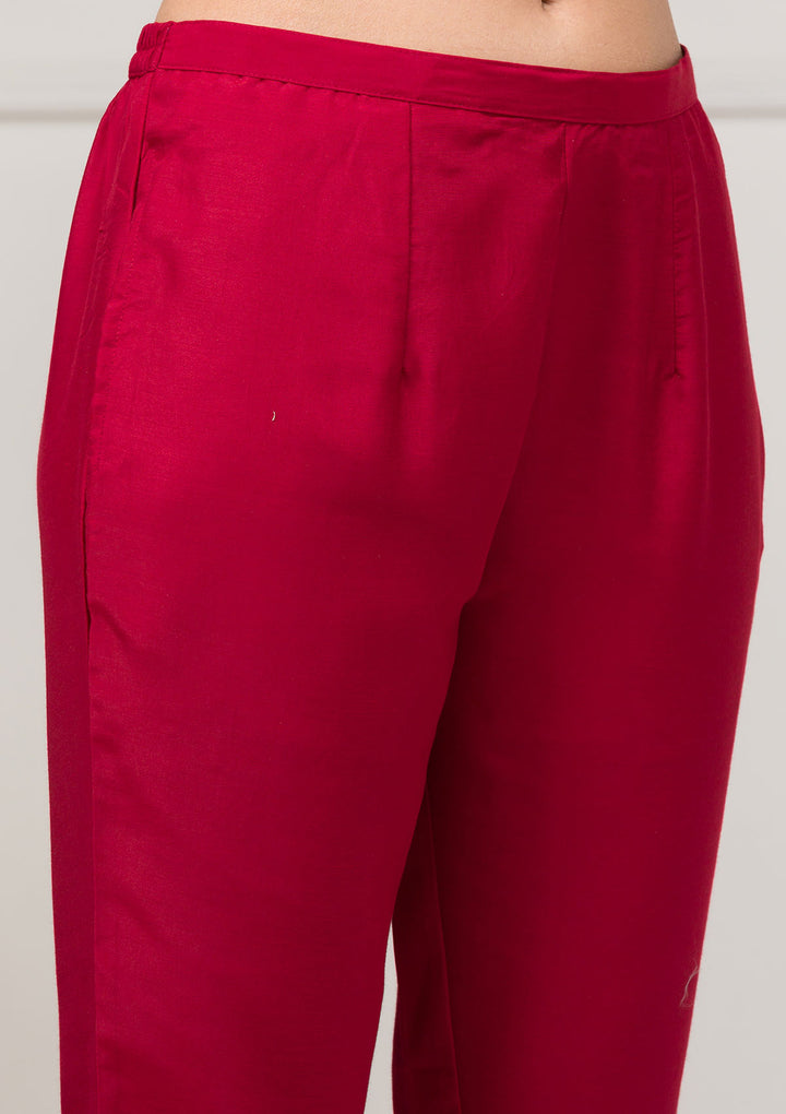 Maroon Sequins Raw Silk Readymade Salwar Suit