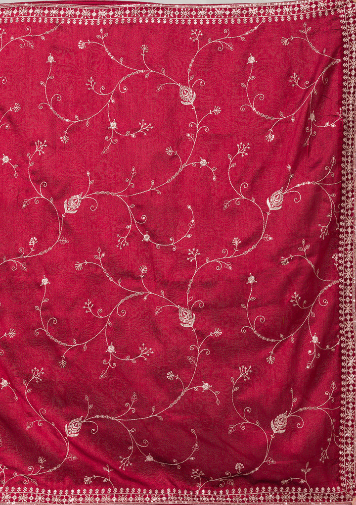 Maroon Sequins Raw Silk Readymade Salwar Suit