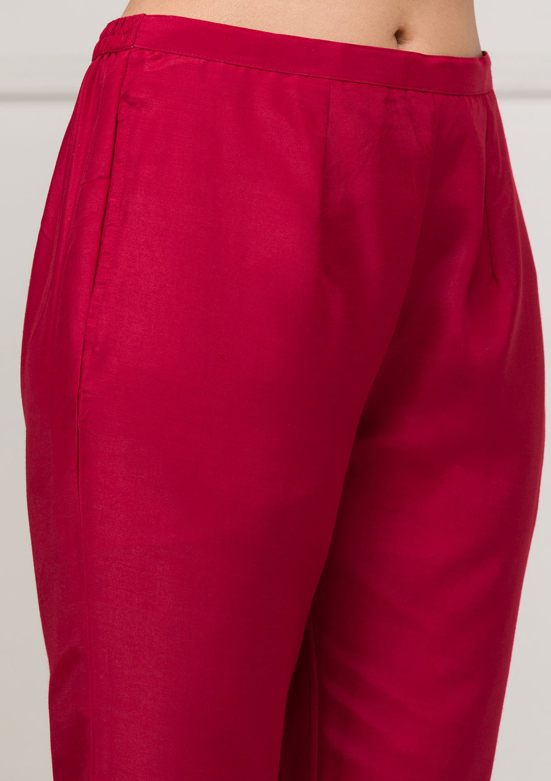 Maroon Threadwork Raw Silk Readymade Salwar Suit