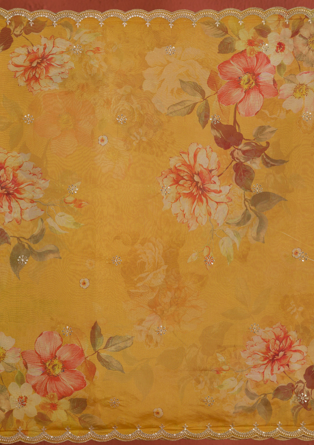 Mustard Threadwork Raw Silk Readymade Salwar Suit