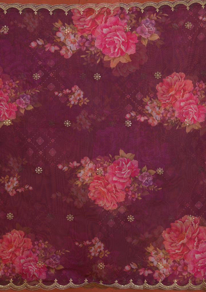 Purple Threadwork Raw Silk Readymade Salwar Suit