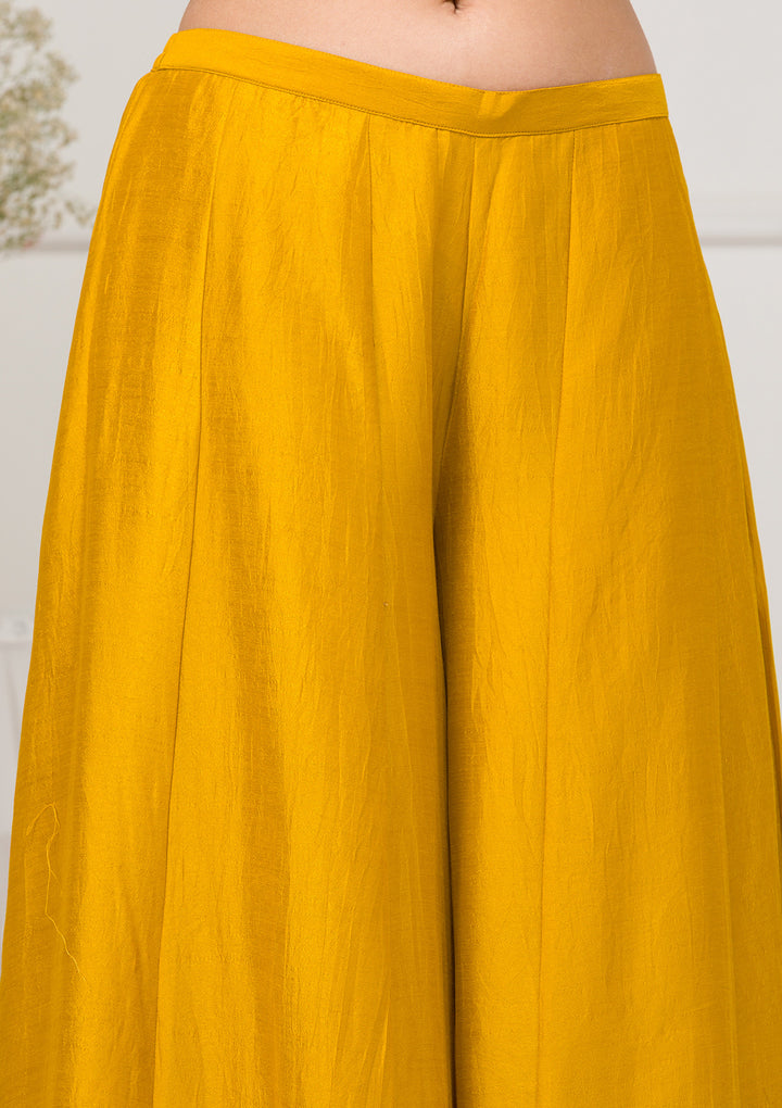 Mustard Zariwork Raw Silk Readymade Salwar Suit