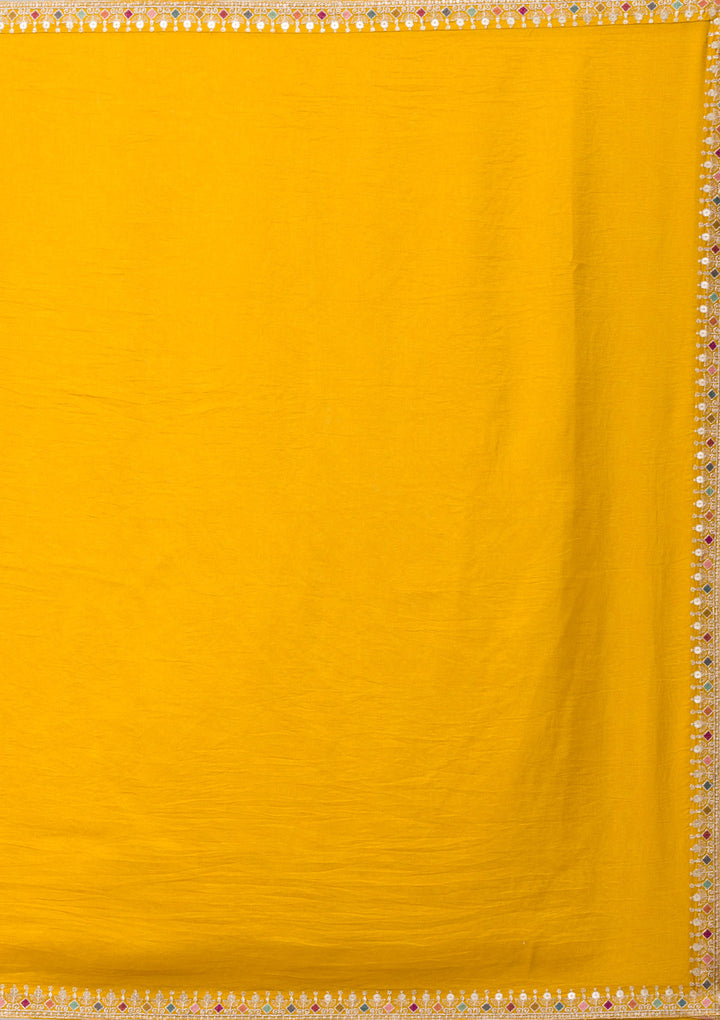 Mustard Zariwork Raw Silk Readymade Sharara Suit
