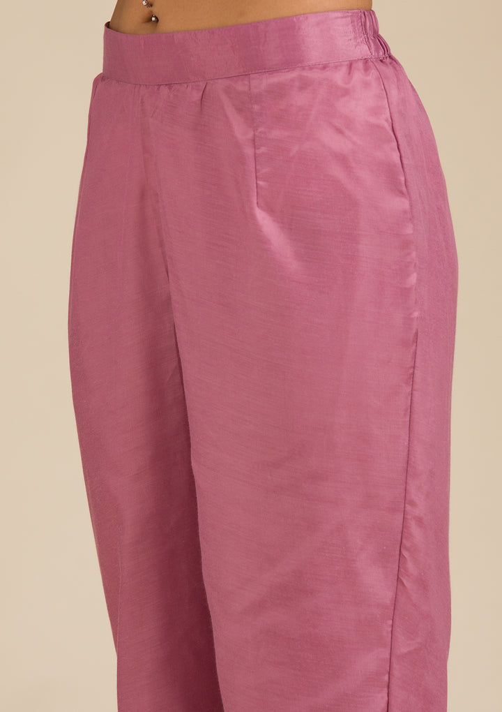 Mauve Threadwork Crepe Readymade Salwar Suit