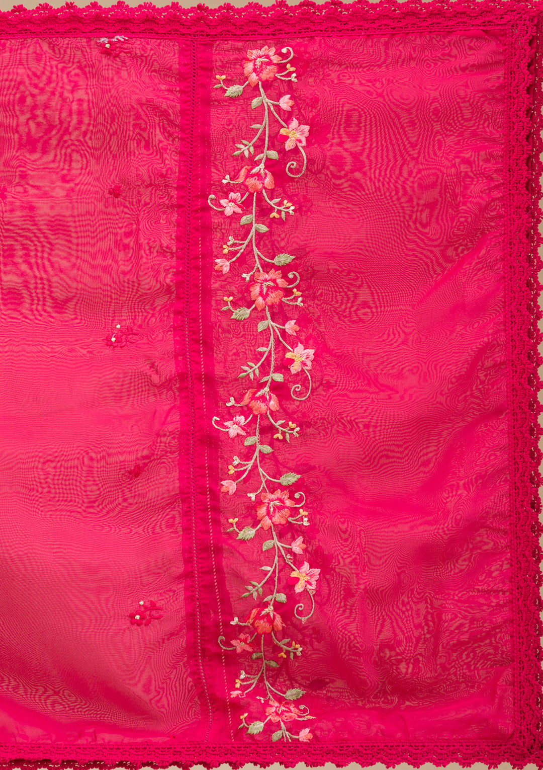 Rani Pink Threadwork Crepe Readymade Salwar Suit