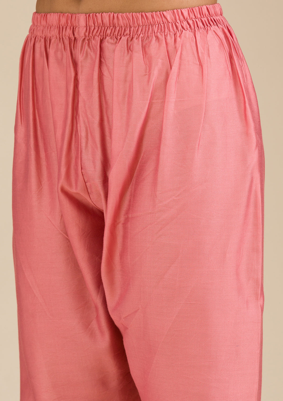 Peach Cording Chanderi Readymade Salwar Suit