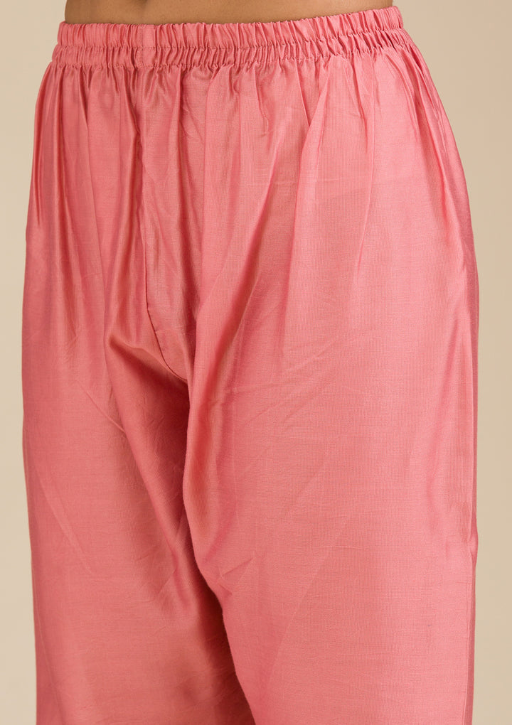 Peach Cording Chanderi Readymade Salwar Suit