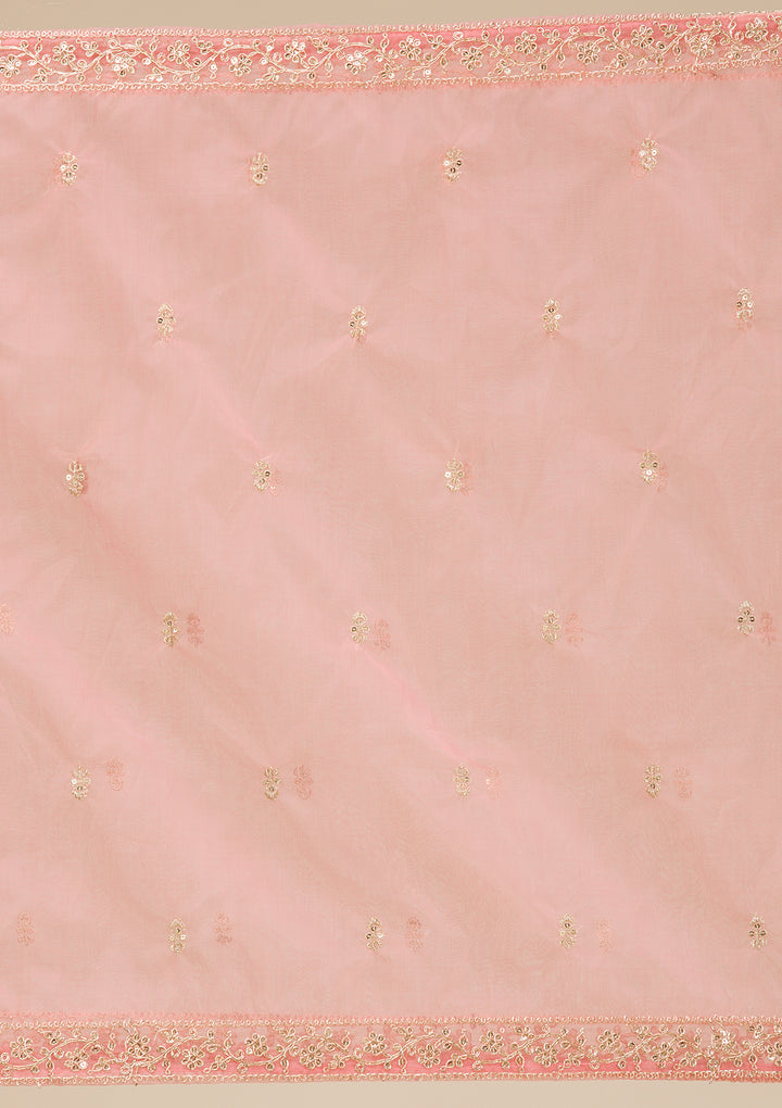 Peach Cording Chanderi Readymade Salwar Suit