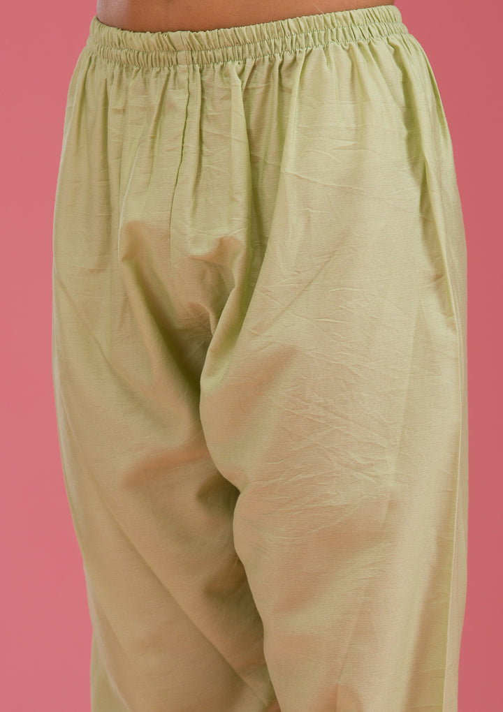 Pista Green Cording Chanderi Readymade Salwar Suit