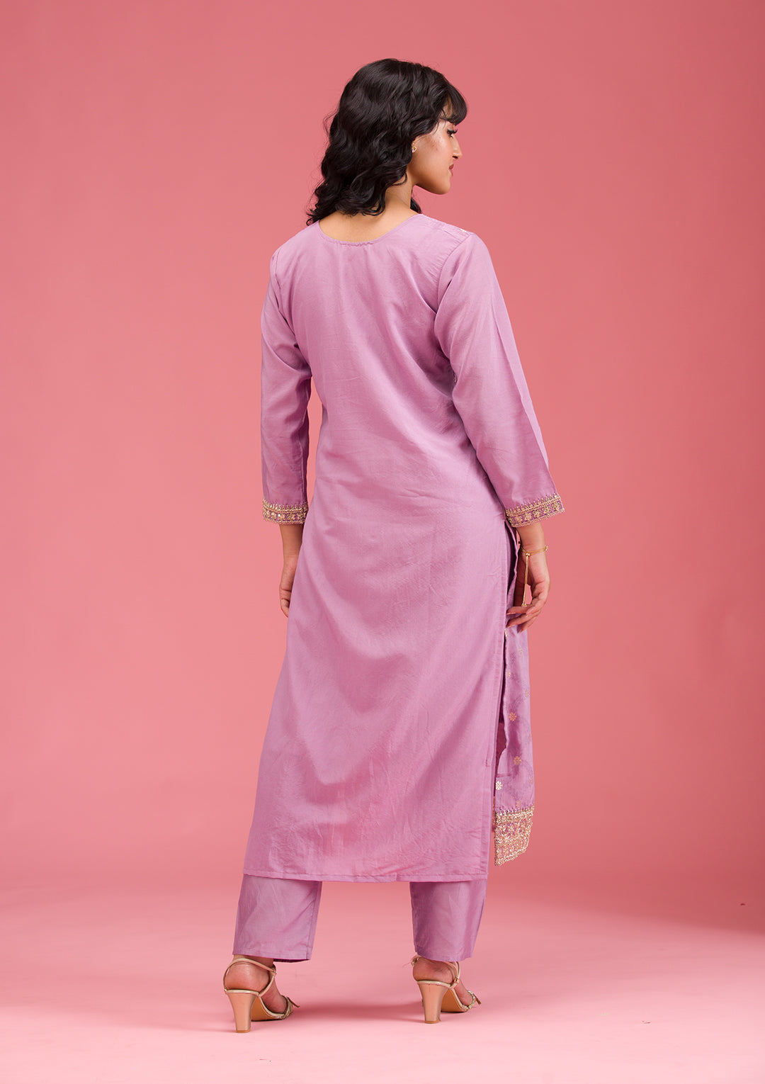 Lavender Cording Chanderi Readymade Salwar Suit