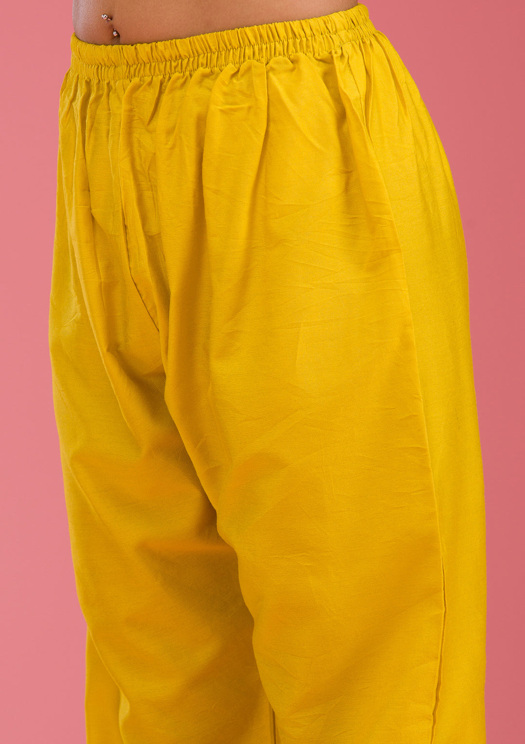 Yellow Cording Chanderi Readymade Salwar Suit