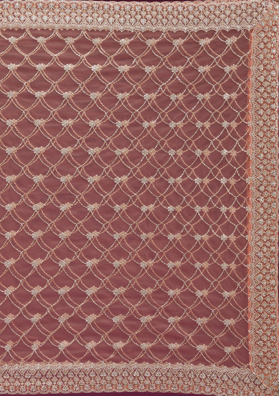 Orange Zariwork (Gold) Net Readymade Anarkali Suit