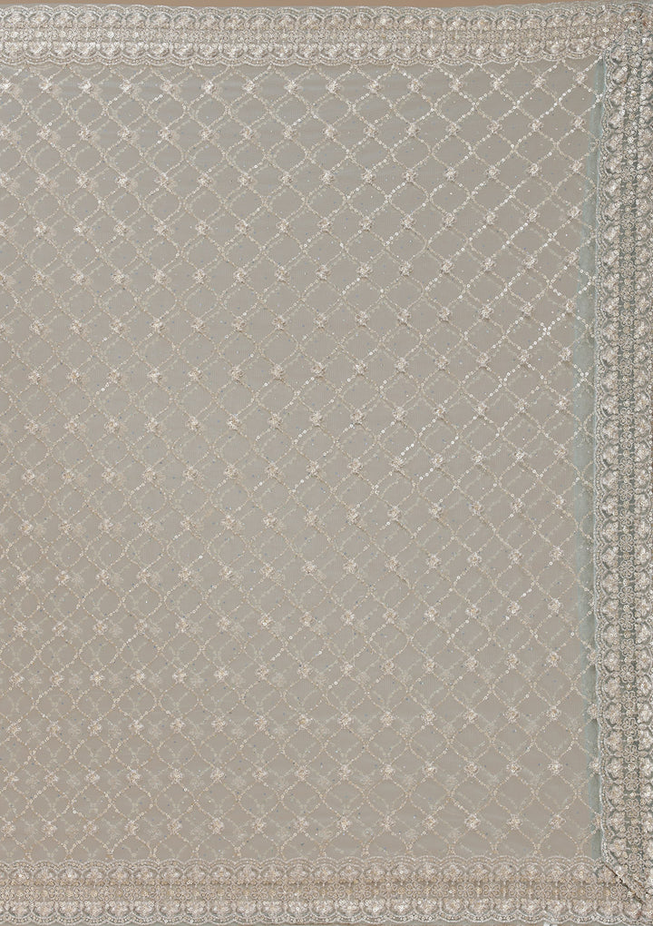 Sky Blue Zariwork (Gold) Net Readymade Salwar Suit