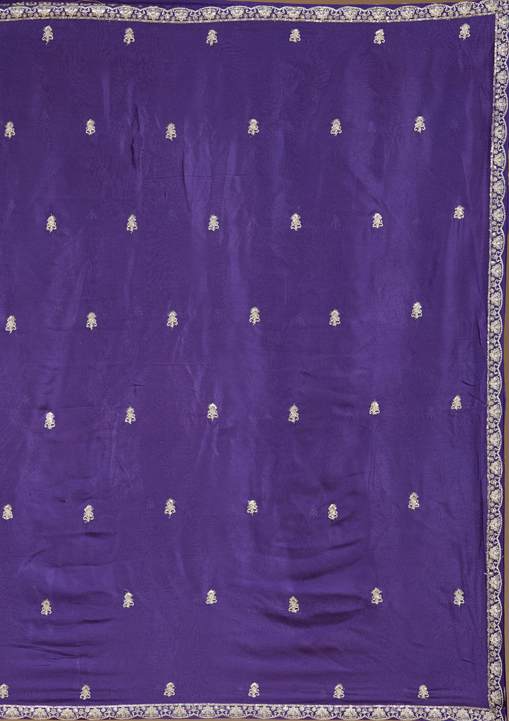 Royal Blue Zariwork (Gold) Chinon Readymade Salwar Suit