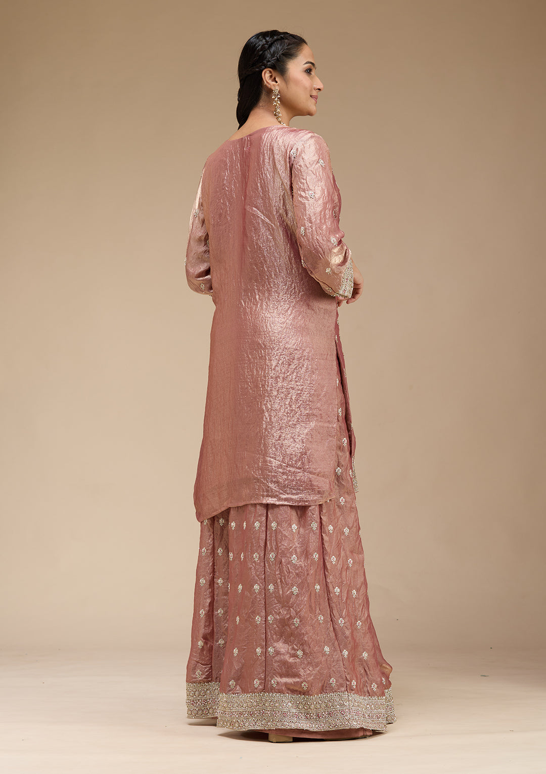 Copper Zariwork (Gold) Tissue Readymade Salwar Suit