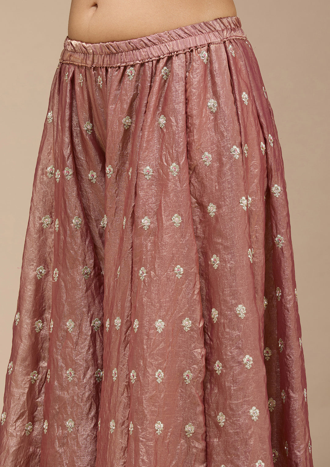 Copper Zariwork (Gold) Tissue Readymade Salwar Suit