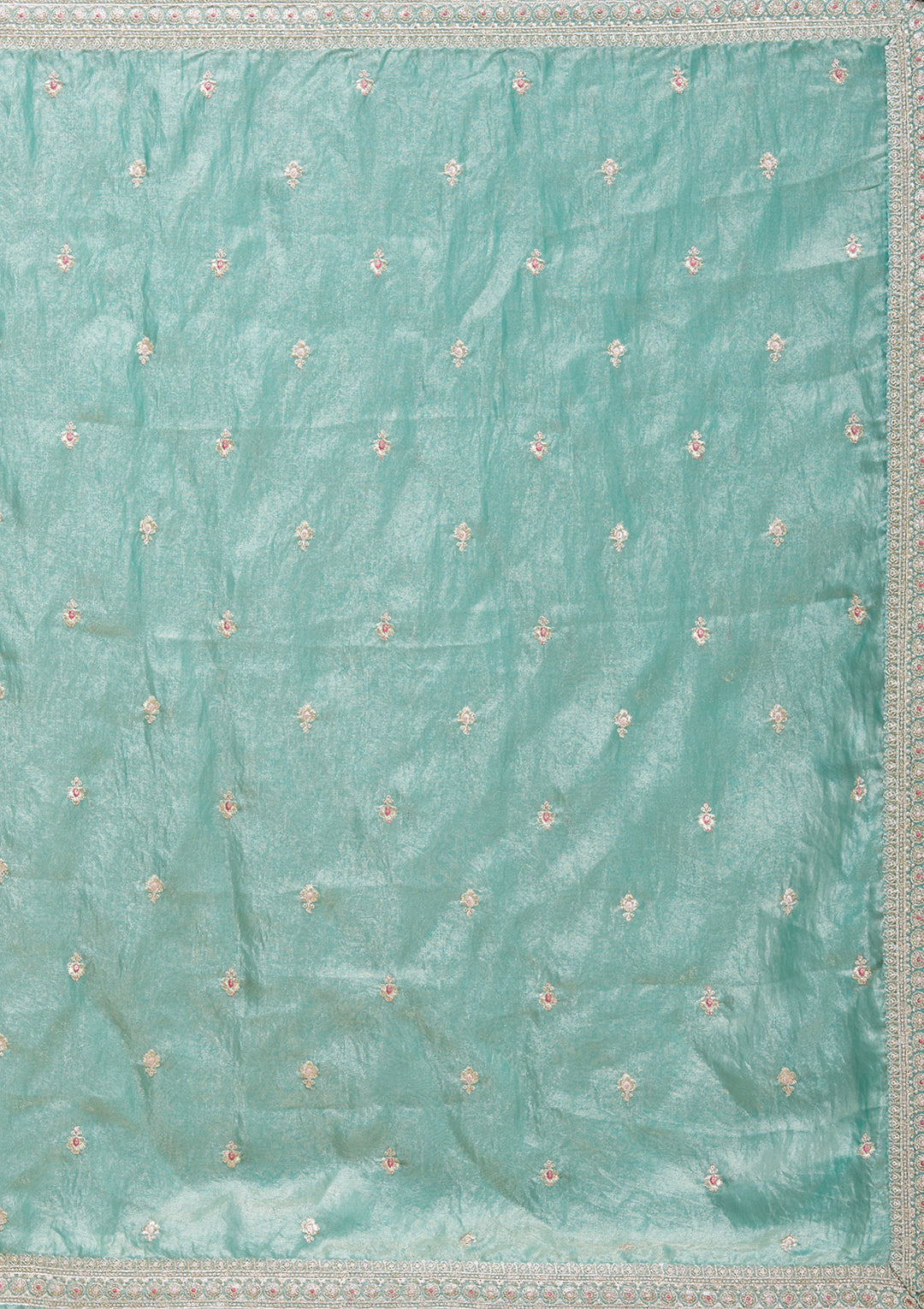 Sky Blue Zariwork (Gold) Tissue Readymade Salwar Suit