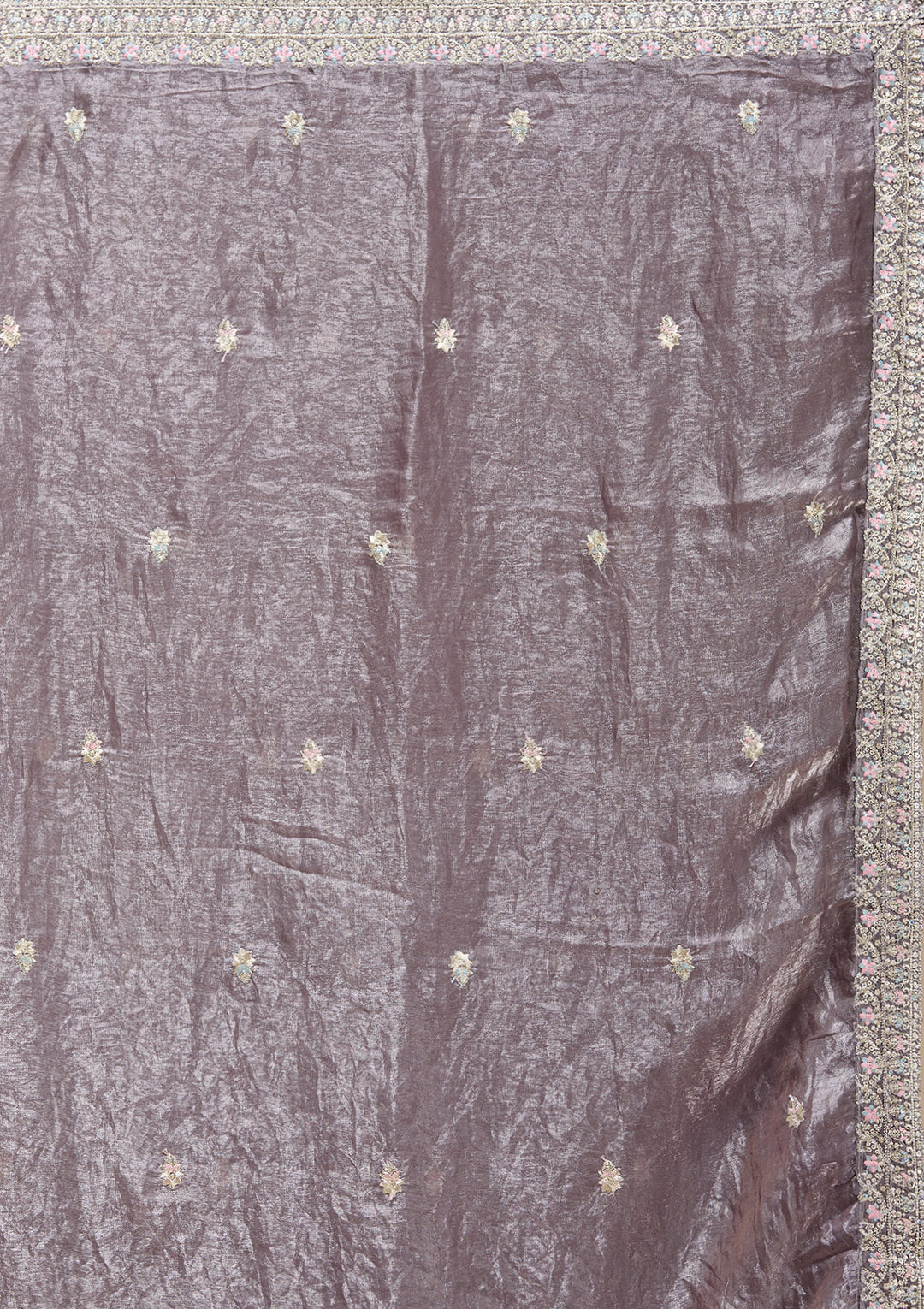 Dark Lavender Zariwork (Gold) Tissue Readymade Salwar Suit