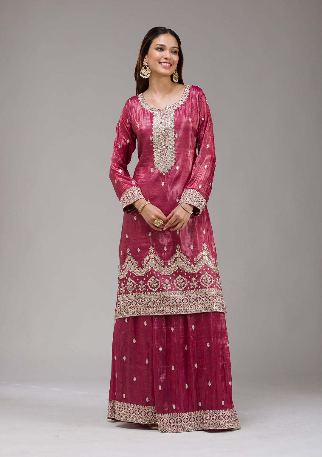 Wine Threadwork Chinon Readymade salwar suit