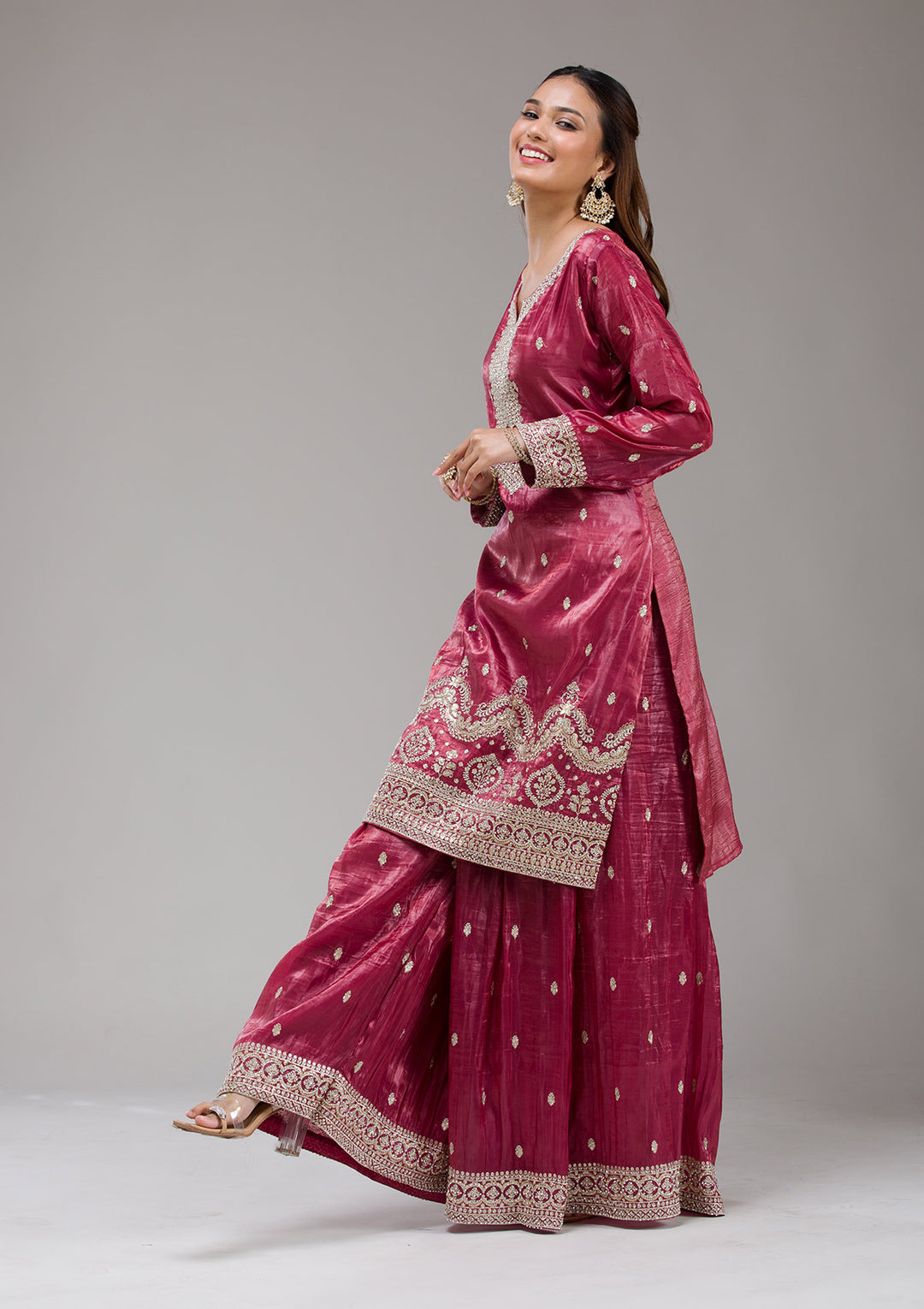 Wine Threadwork Chinon Readymade salwar suit