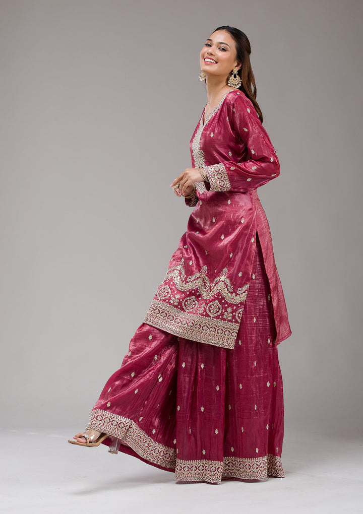 Wine Threadwork Chinon Readymade salwar suit