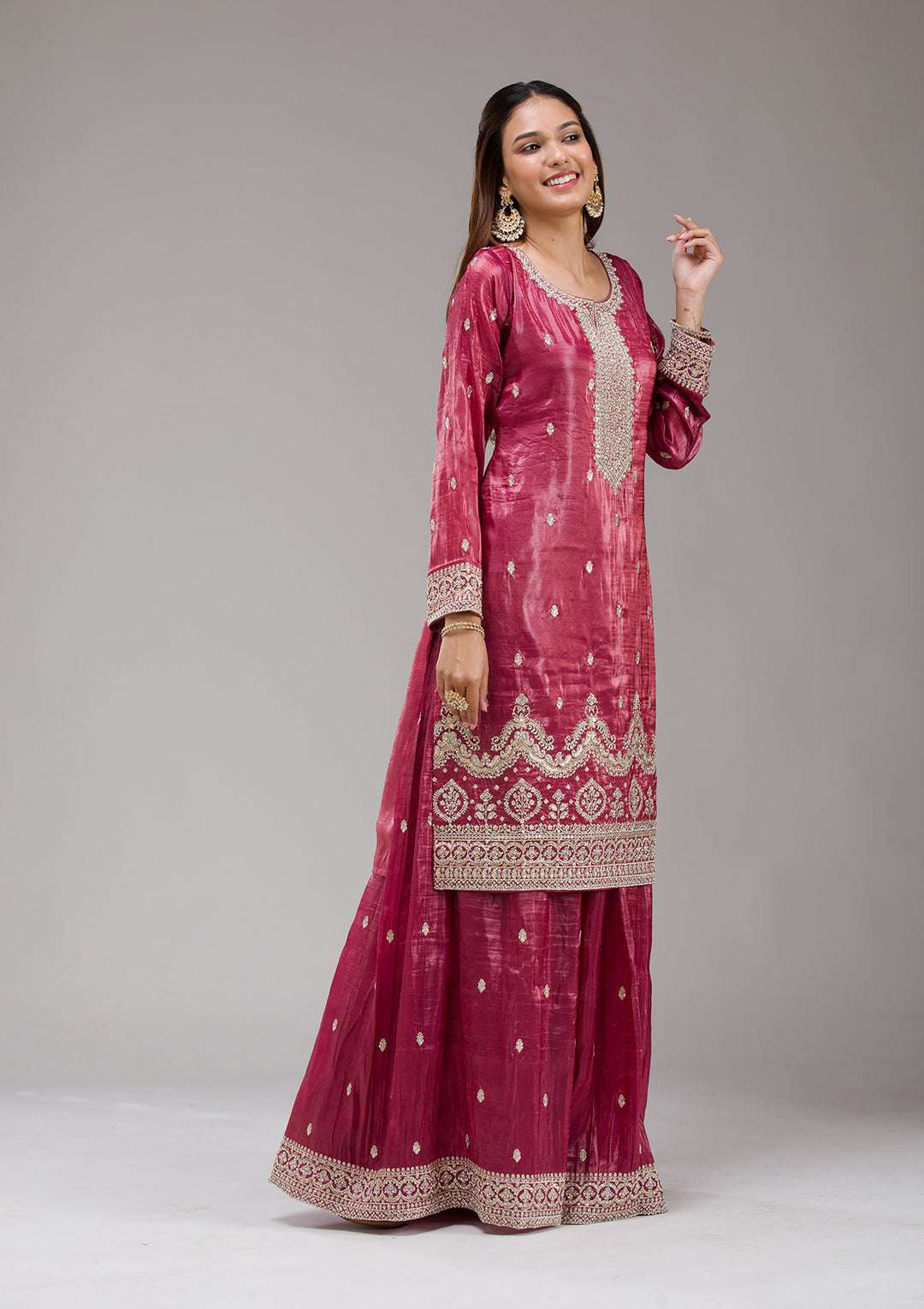 Wine Threadwork Chinon Readymade salwar suit