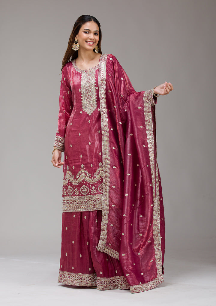 Wine Threadwork Chinon Readymade salwar suit