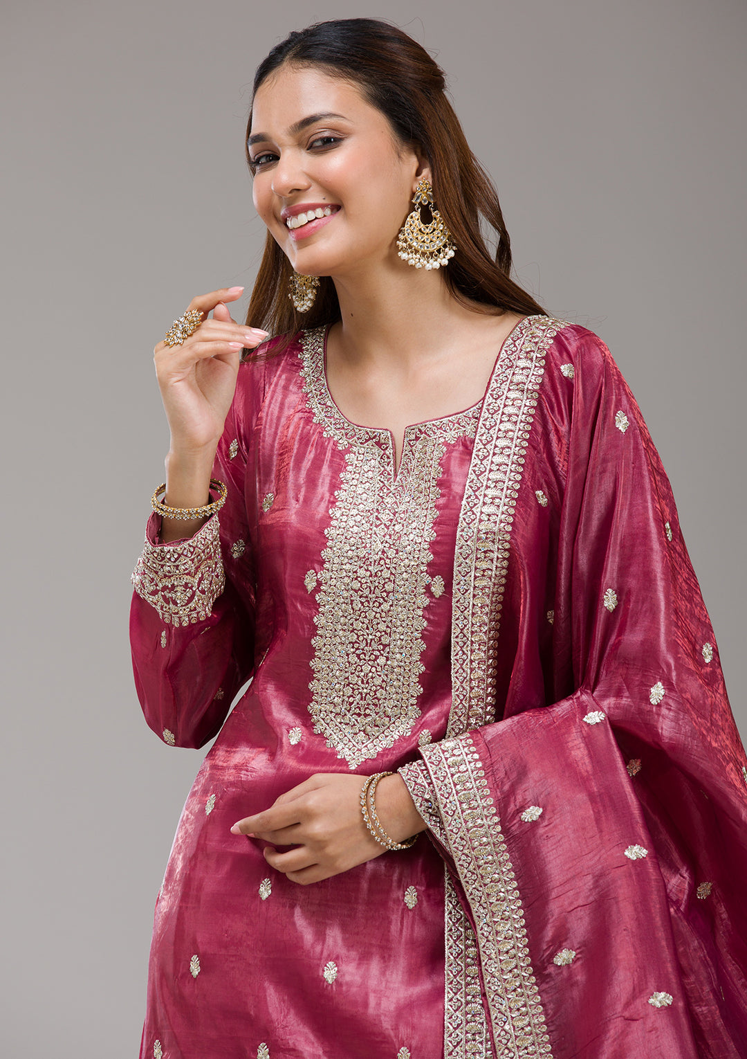 Wine Threadwork Chinon Readymade salwar suit