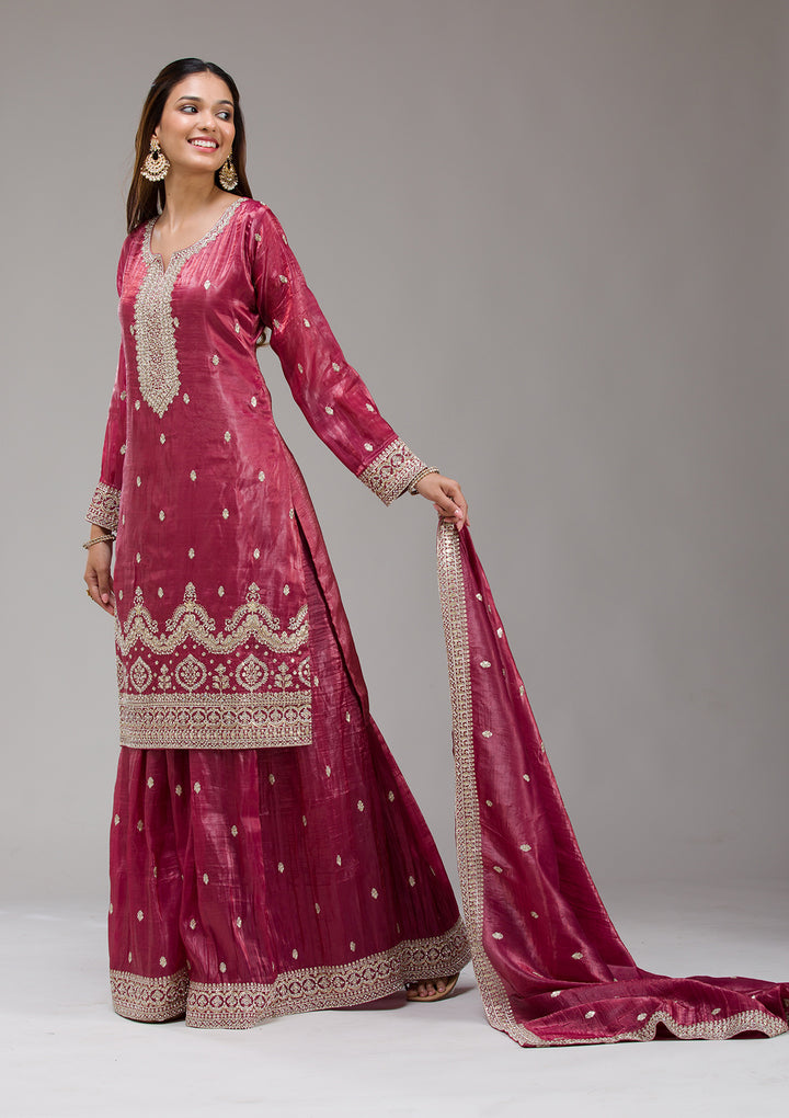 Wine Threadwork Chinon Readymade salwar suit