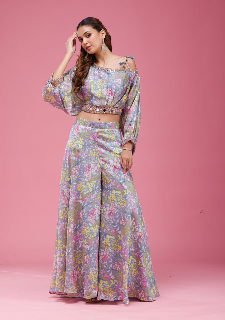 Grey Cutdana Crepe Readymade salwar suit