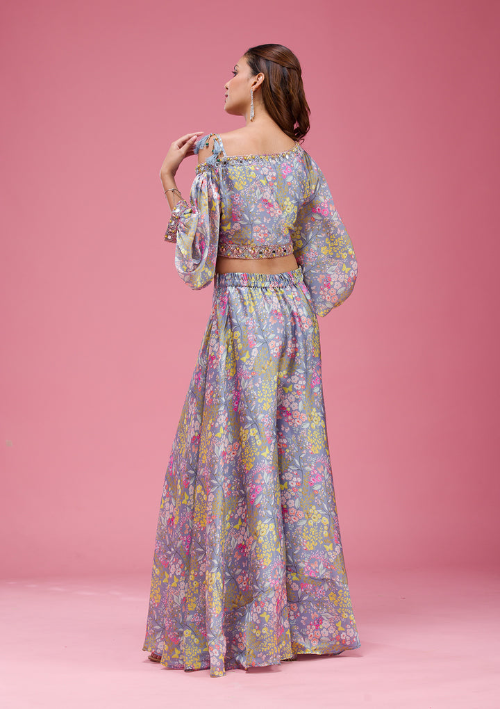 Grey Cutdana Crepe Readymade salwar suit