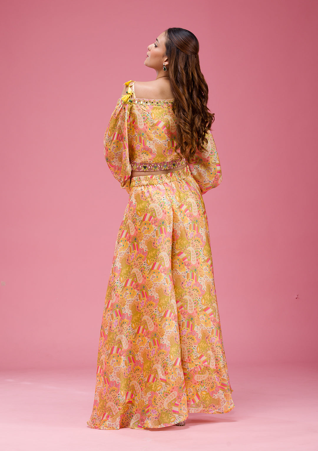 Yellow Cutdana Crepe Readymade salwar suit