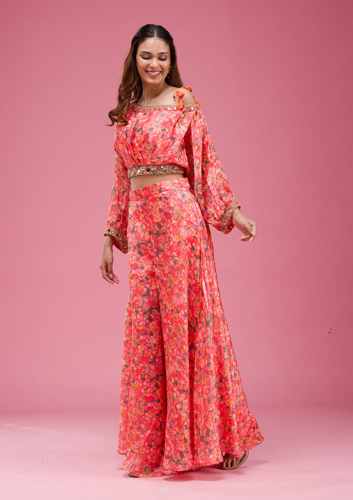 Pink Cutdana Crepe Readymade salwar suit