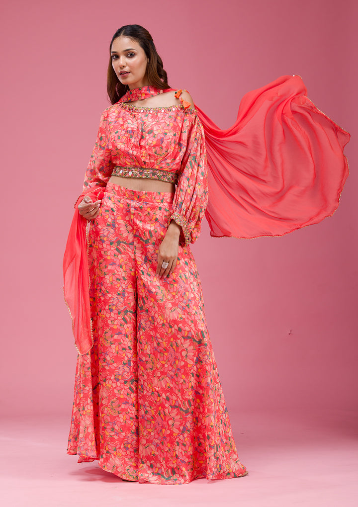 Pink Cutdana Crepe Readymade salwar suit