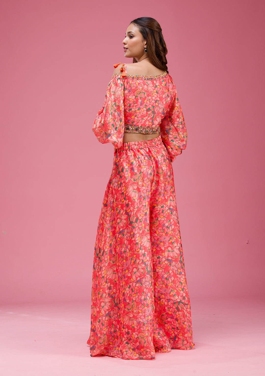 Pink Cutdana Crepe Readymade salwar suit