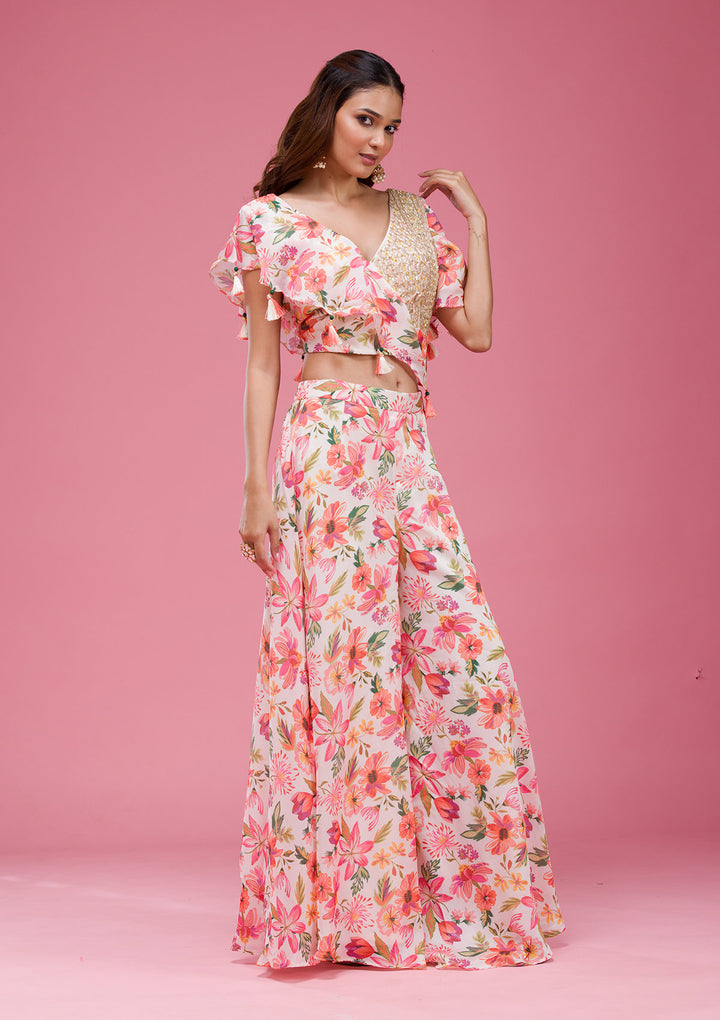 Cream Cutdana Crepe Readymade salwar suit