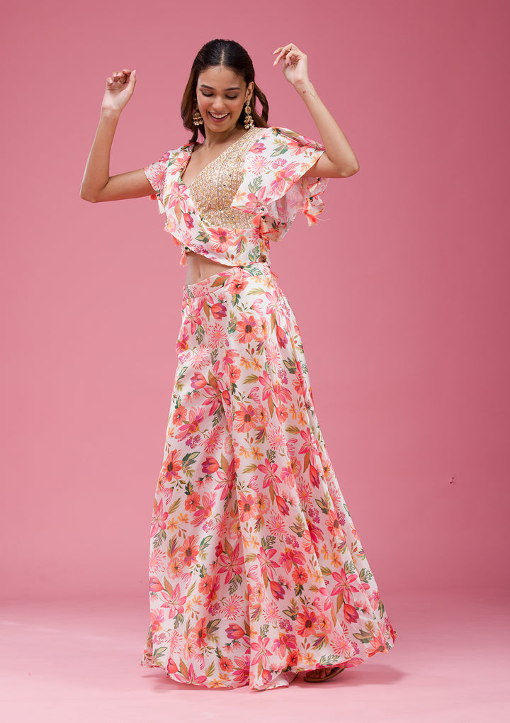 Cream Cutdana Crepe Readymade salwar suit