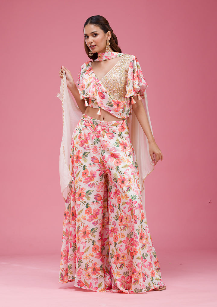 Cream Cutdana Crepe Readymade salwar suit