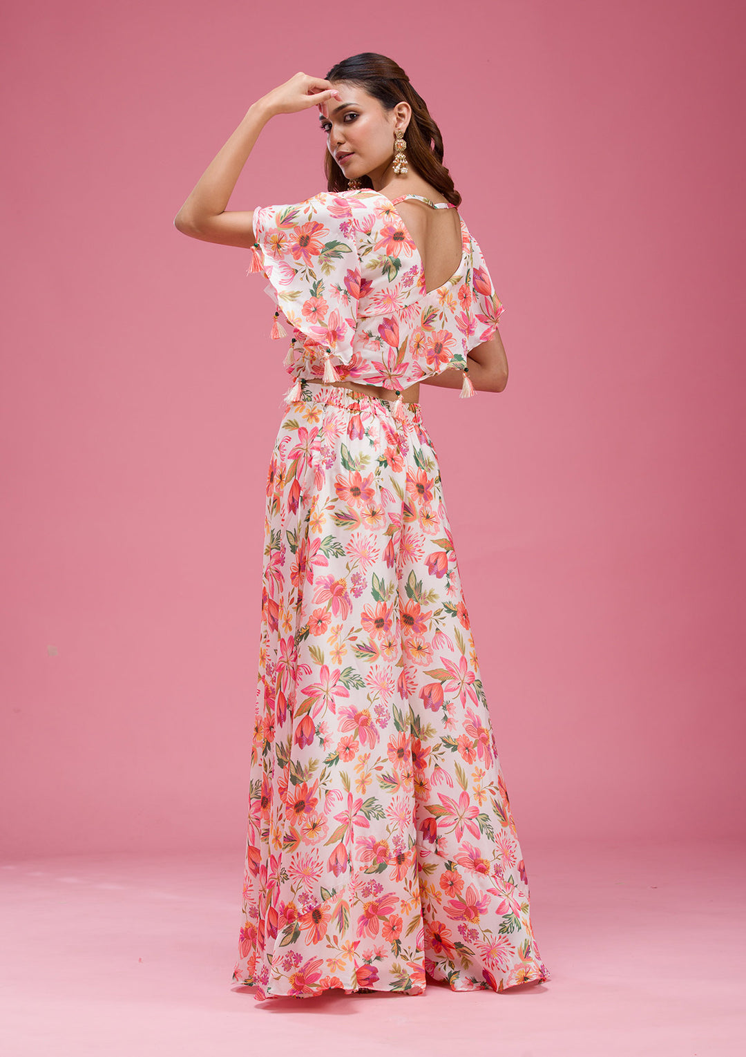 Cream Cutdana Crepe Readymade salwar suit