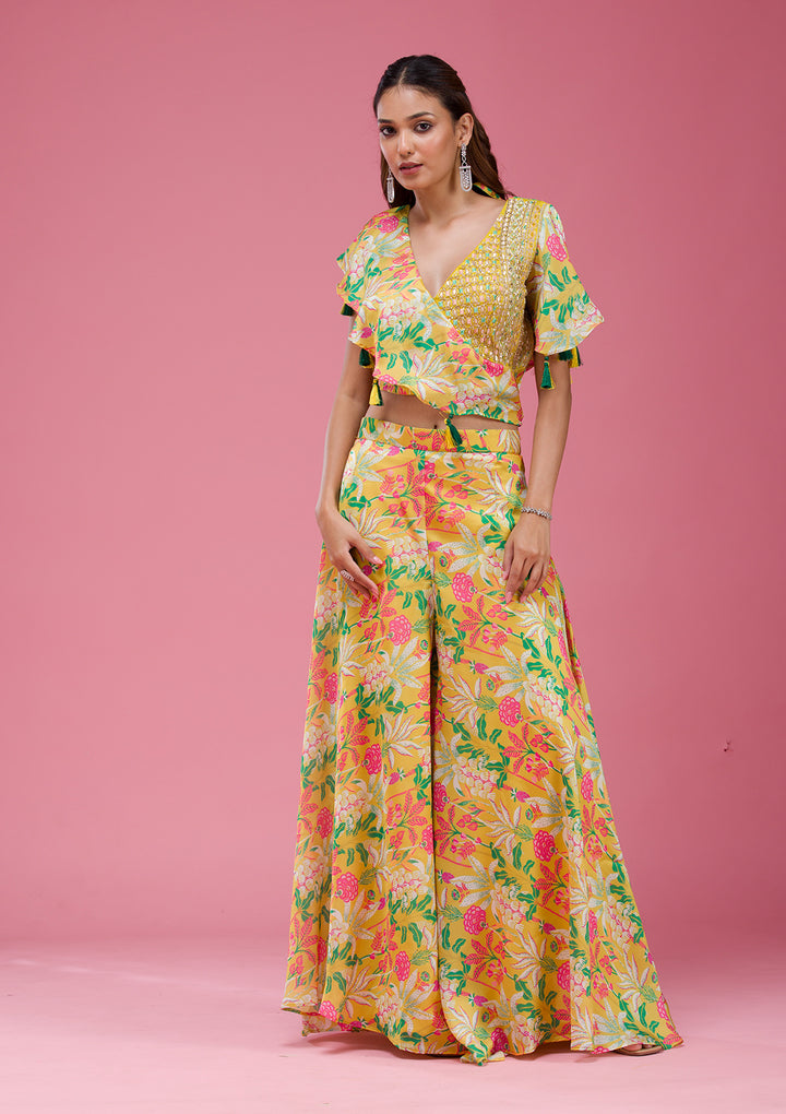 Mustard Cutdana Crepe Readymade salwar suit