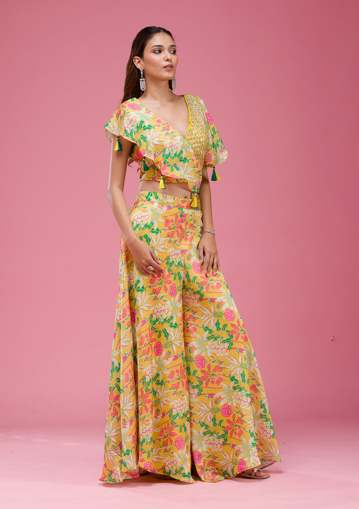 Mustard Cutdana Crepe Readymade salwar suit