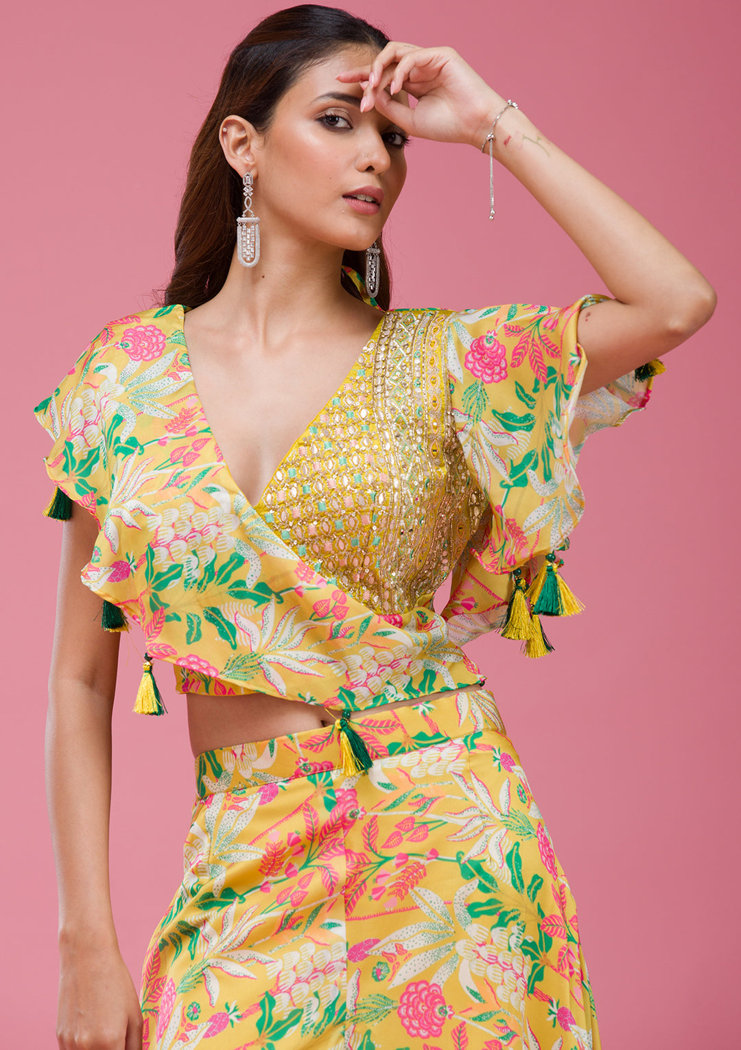 Mustard Cutdana Crepe Readymade salwar suit