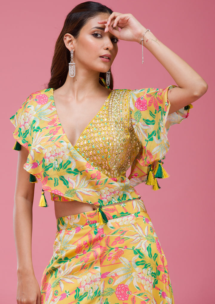 Mustard Cutdana Crepe Readymade salwar suit